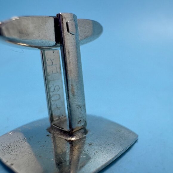 Men's VTG Silver Tone Square Cufflinks Formal Wear Size 0.75'' Length - Picture 5 of 10